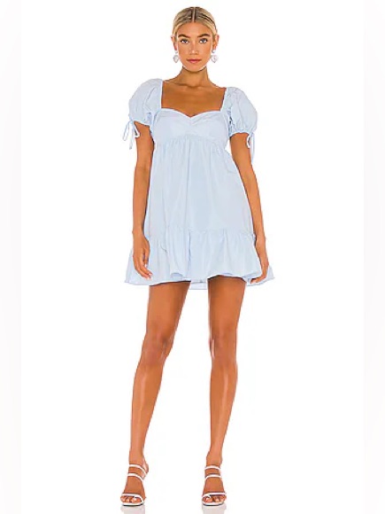 Guc Amanda Uprichard Sicily Light Blue Puff-Sleeve Mini Dress